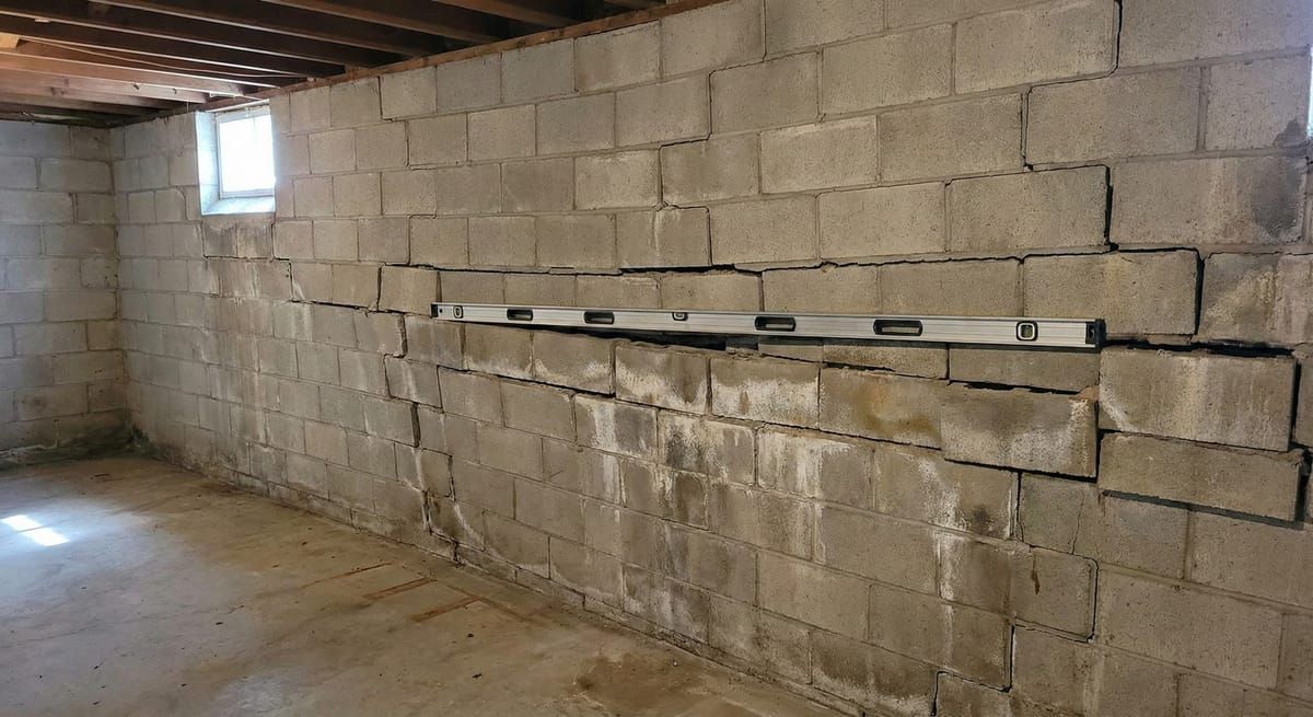 Bowing Block Wall in Auburn - Before